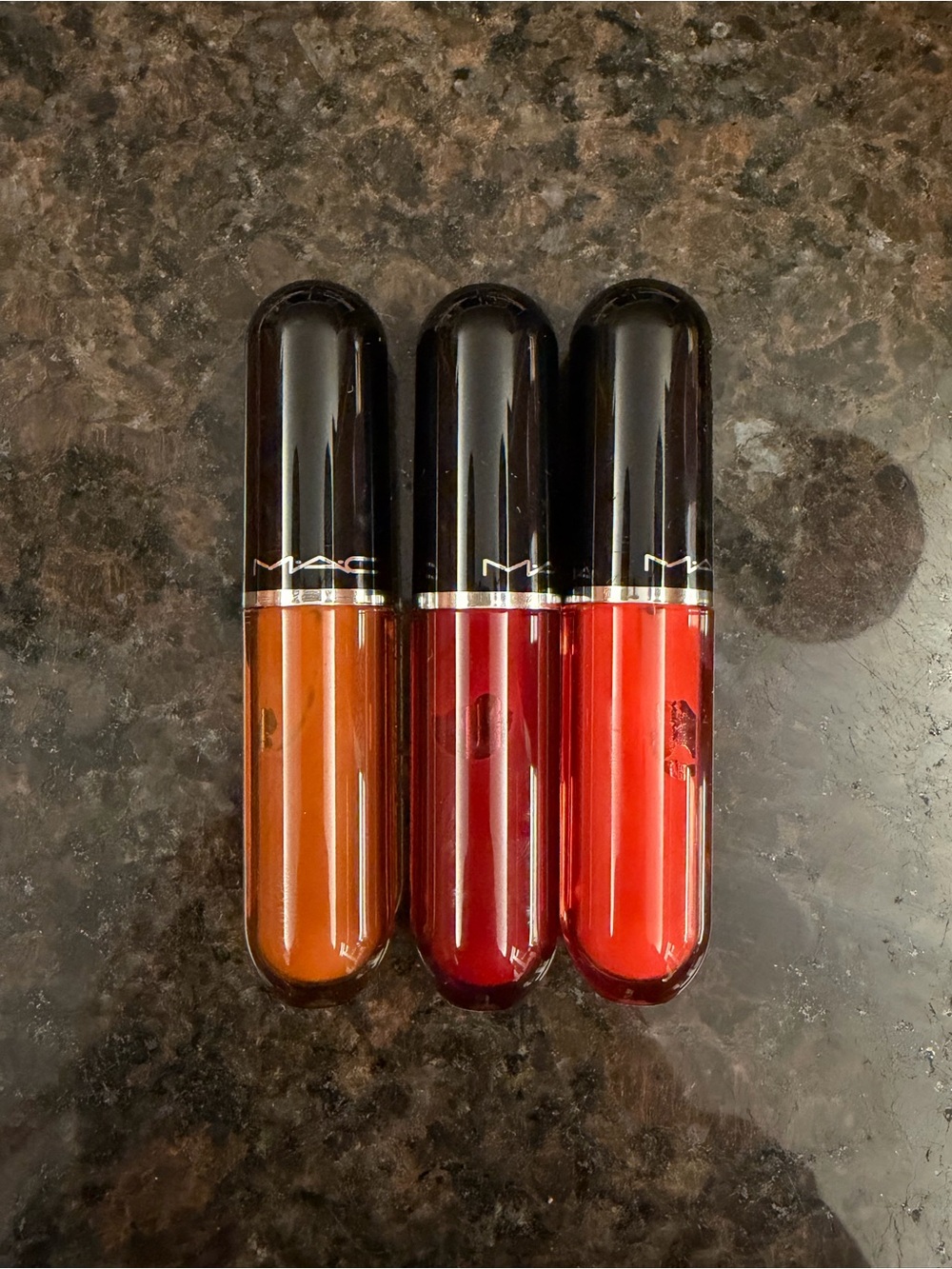MAC Cosmetics Liquid Lip Stain Trio - Burnt Orange, Deep Red, Bright Red-Orange